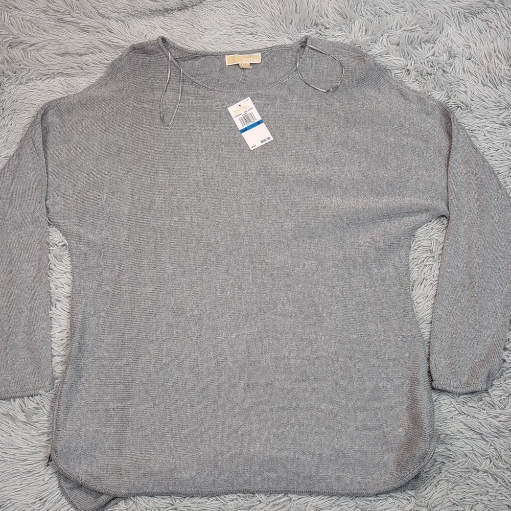 Michael Kors Sweater Womens XL Gray Cozy Soft Side Zip Detail Comfort New